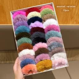10 colors randomly selected, simple and versatile plush hair rings suitable for daily hair accessory use