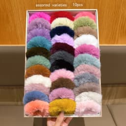 10 colors randomly selected, simple and versatile plush hair rings suitable for daily hair accessory use