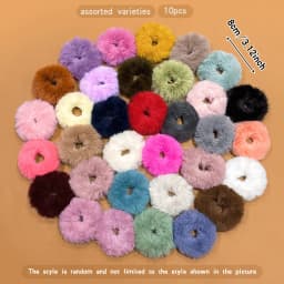 10 colors randomly selected, simple and versatile plush hair rings suitable for daily hair accessory use
