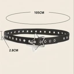 Punk style star buckle decorative belt with multiple holes, small star shaped eyes, multifunctional belt, suitable for fashionab