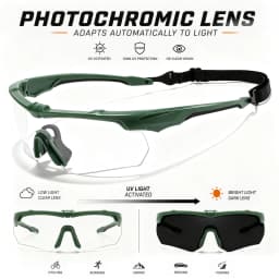 Wrap-around Photochromic Sports Protective Glasses, Comfort Eyewear for Daily Use, Motorcycle Cycling, Hunting and Outdoor Sport