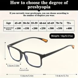 1/8 Pcs Lightweight Anti Blue Ray Reading Glasses Unisex Square Frame Presbyopic Glasses Anti Fatigue Reading Eyewear For Elders