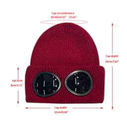 New Unisex Men Women Knitted Hat with Goggles Windproof Winter Warmer Ski Beanies Soft Warm Anti-slip Ear