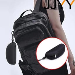 JJYY Portable Sunglasses Protector Oxford Cloth Hard EVA Zippered Eyeglasses Case with Carabiner