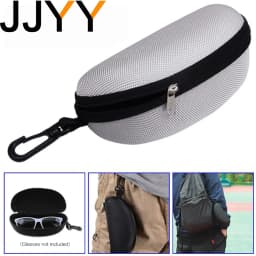 JJYY Portable Sunglasses Protector Oxford Cloth Hard EVA Zippered Eyeglasses Case with Carabiner