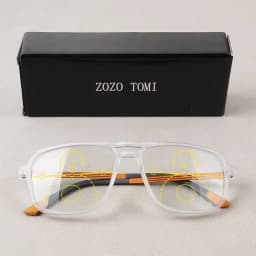 Progressive Multifocal Reading Glasses Intelligent Zoom Anti Blue Light Eyewear Alloy Temples Square Clear/Red Coating Glasses