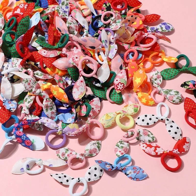 Fashionable hair circle children's cute rabbit ears hair accessories hair band polka dot striped floral fabric headband
