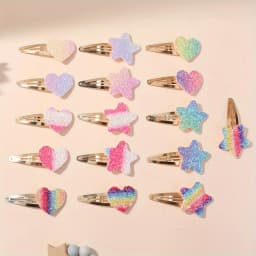 16Pcs Fashion Glitter Rainbow Flower Rabbit BB Handmade Hairpins For Cute Girls Hair Clips Barrettes Headwear Hair Accessories