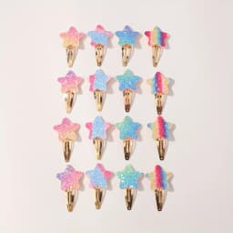 16Pcs Fashion Glitter Rainbow Flower Rabbit BB Handmade Hairpins For Cute Girls Hair Clips Barrettes Headwear Hair Accessories