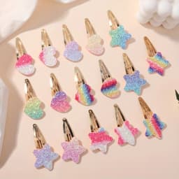 16Pcs Fashion Glitter Rainbow Flower Rabbit BB Handmade Hairpins For Cute Girls Hair Clips Barrettes Headwear Hair Accessories