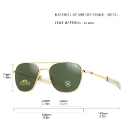 1pcs/3pcs AO Pilot Fashion Sunglasses Men Women, Metal Frame Top Quality Brand Designer Tempered Glass Lens UV400