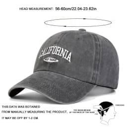 Unisex CALIFORNIA Letter Embroidery Wash Baseball Caps Spring and Autumn Outdoor Adjustable Casual Hats Sunscreen Hat