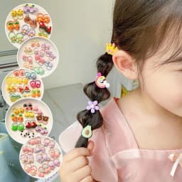 Cute Thumb Hair Ties For Girls,high Elasticity,cartoon Animal Flowers And Fruit Decorative Hair Band,sweet Girl Hair Rope