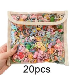 Cute Thumb Hair Ties For Girls,high Elasticity,cartoon Animal Flowers And Fruit Decorative Hair Band,sweet Girl Hair Rope