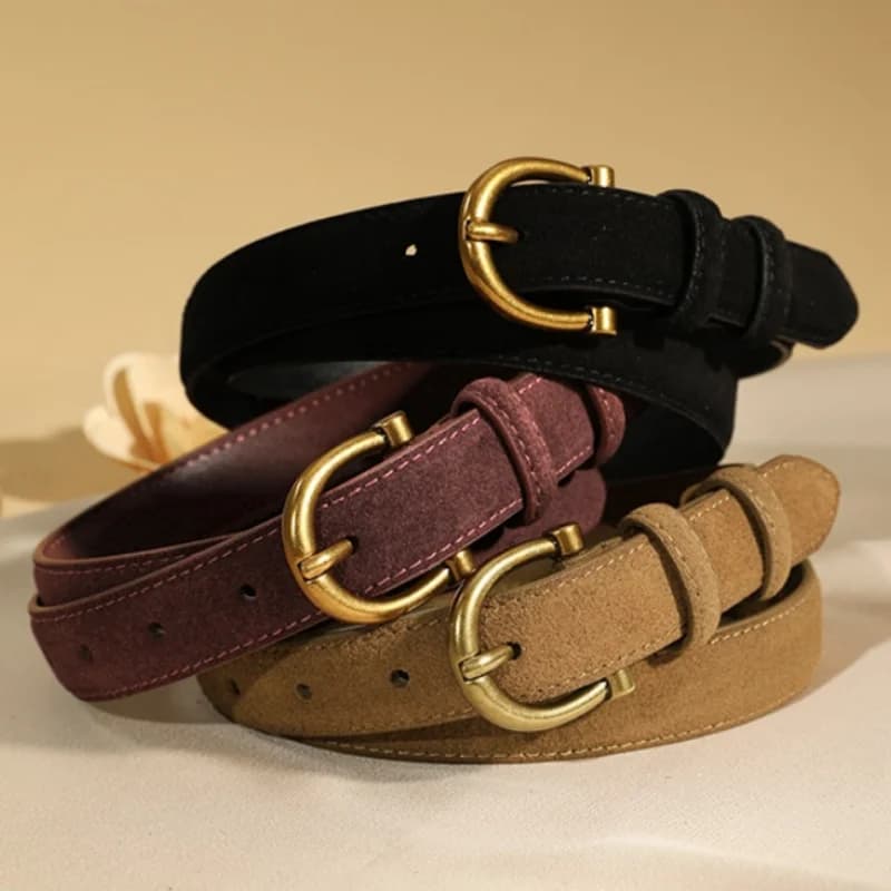Luxury suede belt for women Stylish Leather belt Gold pin buckle Cow Leather Branded belt Clothing accessories women belt