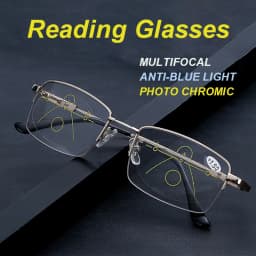 Titanium Progressive Multifocus Reading Glasses Blue Light Blocking Anti-fatigue Metal frame Multifocal Readers Eyeglasses
