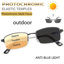 Titanium Progressive Multifocus Reading Glasses Blue Light Blocking Anti-fatigue Metal frame Multifocal Readers Eyeglasses
