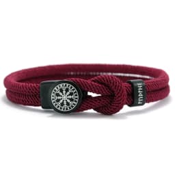 Viking Rune Amulet Rope Bracelet for Men Women Handmade Braided Adjustable Rope Bracelets Black Red Jewelry