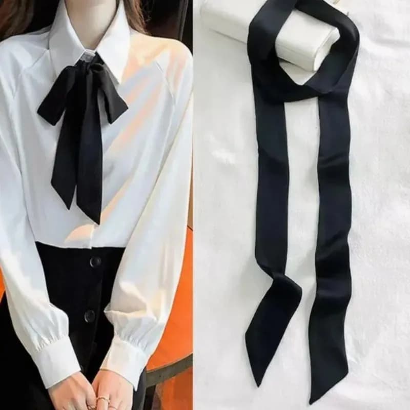 Korean Style 190*5cm Women Plain Chiffon Silk Scarf Solid Color Long Hairband Versatile Decorative Streamer Bag Tie Satin Ribbon