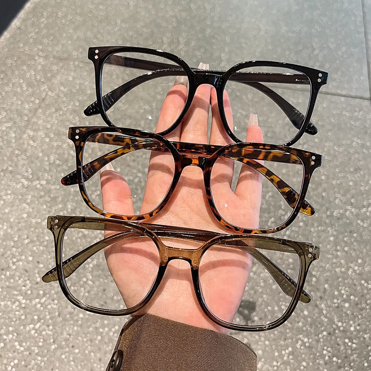1Pc/3Pcs/4Pcs/5Pcs/6Pcs European and American Classic Popular Square Frame Glasses Set Men's and Women's Fashion Glasses