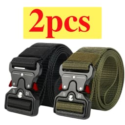 2-Pack Men's Tactical Belt, Outdoor Sports Training Quick Release Symmetrical Buckle Belt, Unisex Multi-Functional Durable Belt