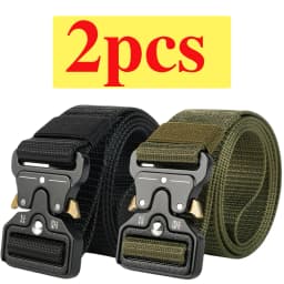 2-Pack Men's Tactical Belt, Outdoor Sports Training Quick Release Symmetrical Buckle Belt, Unisex Multi-Functional Durable Belt