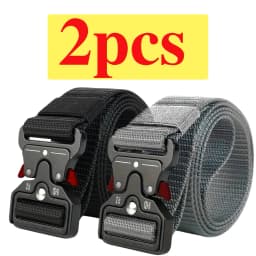 2-Pack Men's Tactical Belt, Outdoor Sports Training Quick Release Symmetrical Buckle Belt, Unisex Multi-Functional Durable Belt