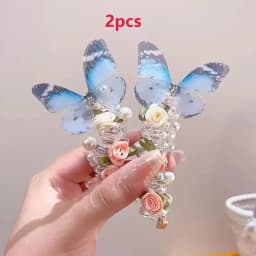2Pcs Mesh Butterfly Headband for Girls Cute Round Pearl & Floral Design Perfect for Daily & Party Wear Headwear Hair Accessories