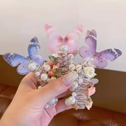 2Pcs Mesh Butterfly Headband for Girls Cute Round Pearl & Floral Design Perfect for Daily & Party Wear Headwear Hair Accessories