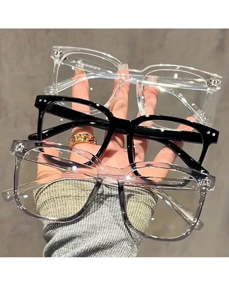 3pcs Unisex Square Frame Blue Light Blocking Glasses - Stylish Campus Look, Face-Flattering Optical Eyewear