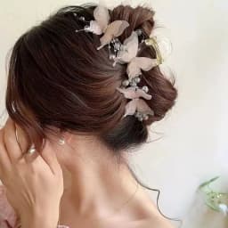 Light Blue/Pink Sheer Butterfly Claw Clip | Pearl Rhinestone Fairycore Hair Grabber | Elegant Romantic Hair Accessory