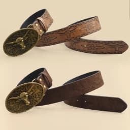 Retro Western Style Casual Belt with Antiqued Alloy Bullhead Buckle, a Versatile Accessory for Daily Commute and Dating
