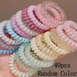 20/40pcs Spiral Hair Ties Telephone Line Hair Ropes Multicolor Elastic Ponytail Holder Strong Hold Waterproof Hairstyling Access
