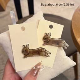 2Pcs Cute Rabbit Bunny Hair Clips Acrylic Non-Slip Barrette Harajuku Hairpin Headdress