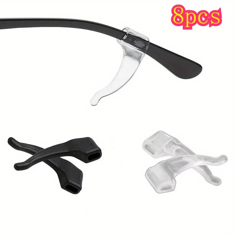 8pcs Silicone Eyeglass Ear Hooks, Anti-Slip Glasses Ear Grips, Universal Eyewear Retainers for Sports, Reading, Prevent Glasses