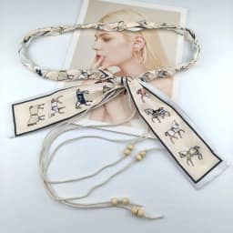 Fashionable Ethnic-Style Vintage Silk Scarf Handmade Nylon Waxed Cord Belt – Elegant and Versatile Decorative Cord for Jeans