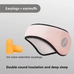 Soft Adjustable Sleep Mask with Ear Covers Noise Cancelling Eye & Ear Protection for Travel Snoring Lightweight for Home