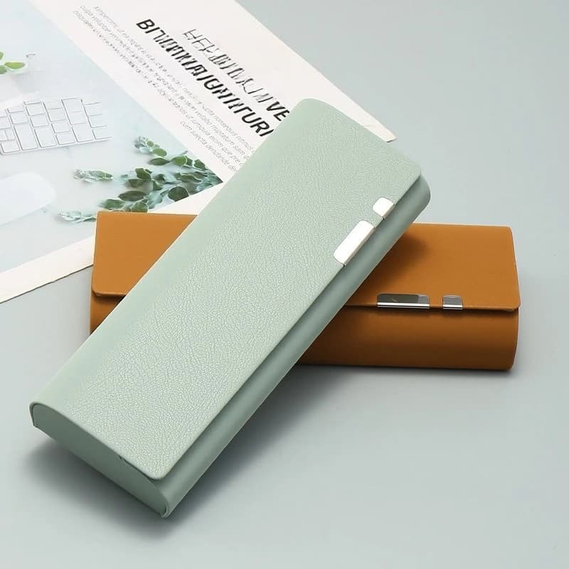PU Hard Glasses Case Portable Shockproof Sunglasses Storage Snap Lock Slim Spectacle Holder Travel Eyewear Accessories Men Women