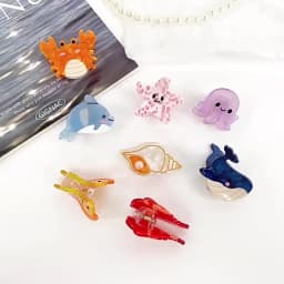 8/6/4Pcs Acetate Ocean Animal Hair Clips Summer Beach Non-Slip Hair Claws Crab Starfish Whale Hair Accessories for Women Girl