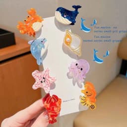 8/6/4Pcs Acetate Ocean Animal Hair Clips Summer Beach Non-Slip Hair Claws Crab Starfish Whale Hair Accessories for Women Girl