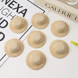 10 beige fabric hats with grass-like patterns, DIY hair accessories for party decoration, hair clips DIY