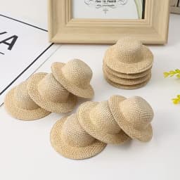 10 beige fabric hats with grass-like patterns, DIY hair accessories for party decoration, hair clips DIY