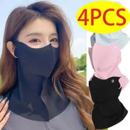 4PCS Sunscreen Veil UV Protection Women Summer Neck Face Mask Ice Silk Breathable Outdoor Sun Protect Masks Veils Face Cover Set