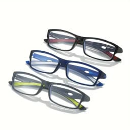 3/5PCS Sport Style Non-Prescription Reading Glasses Anti-Blue Light Rectangular Full Rim Eyewear, PC Frame Material