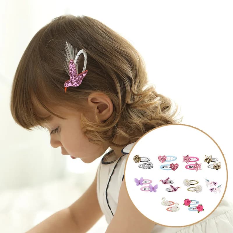 Cartoon Animal Fruit BB Hair Clips for Girls Cute Sequin Droplet Design Snap Barrettes Toddler Daily Headwear Accessory