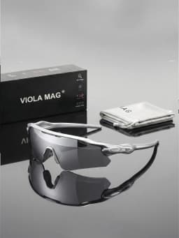 VIOLA MAG Integrated Half Frame Sunglasses, Color Film Unisex for Daily Travel Decoration, Anti Slip, with Mirror Bag