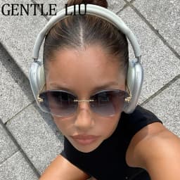 Vintage Hexagon Rimless Sunglasses Women 2026 Luxury Brand Trendy Gold Leopard Head Y2K Punk Sun Glasses Travelling Eyewear