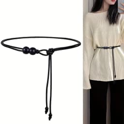 1pc Women's Adjustable Slim Belt with Brown Bead Accents Waist Cincher for Dresses Shirts Jackets Day-to-Night Style Enhancer