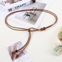 1pc Women's Adjustable Slim Belt with Brown Bead Accents Waist Cincher for Dresses Shirts Jackets Day-to-Night Style Enhancer