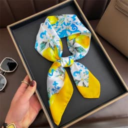 Bohemian Style Print Luxury Brand Silk Square Scarf Women Satin Shawls Neckerchief Wrap Scarves Bandana Hair Hjiab Floral